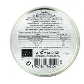 Pastilles artisanales BIO du Languedoc, à la fraise et gingembre - 45g - Aromandise