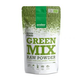 Green mix BIO en poudre (Chlorella, spiruline, blé & orge) - 200g - Purasana