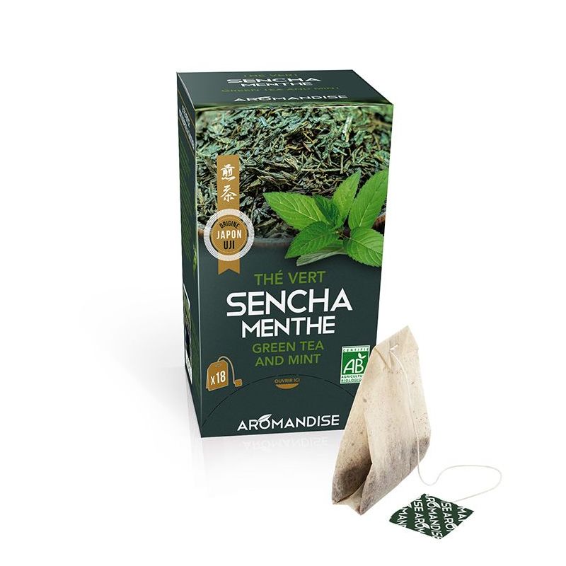UJI Grüntee Sencha und Minze in Kräutertee - 18 Beutel - Aromandise