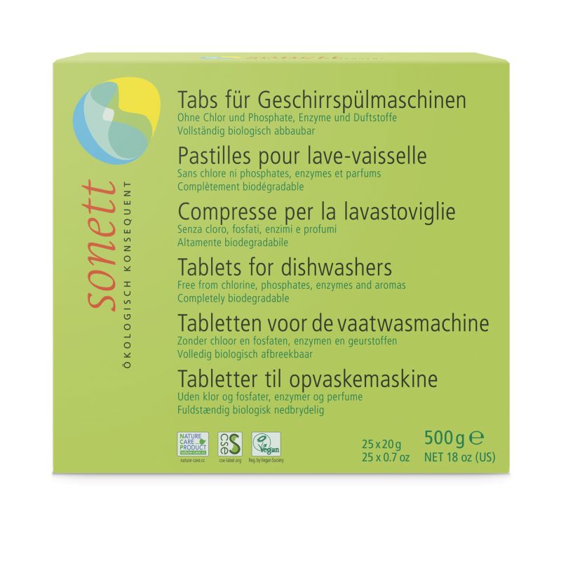 Tabs für Geschirrspülmaschinen - Duftneutral & 100% biologisch abbaubar - 1,5kg - Sonett