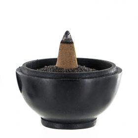 Stein-Räucherstäbchen-Halter für Kegel, "Kumo" Schwarz - Les encens du monde