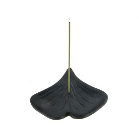 Räucherstäbchenhalter aus schwarzem Stein "Gingko" - Les encens du monde