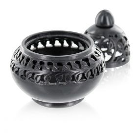 Räucherstäbchenhalter aus ziseliertem Stein, "Venedig", Schwarz - Les encens du monde