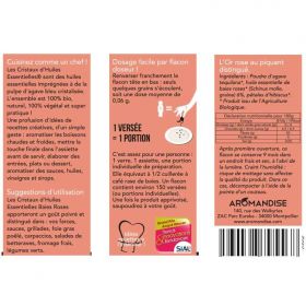 Cristalli di olio essenziale biologico per cucinare, Bacche rosa - 10g - Aromandise