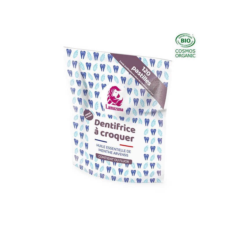 Dentifrice BIO en pastilles à croquer, Menthe (avec fluor) - 120 pastilles - Lamazuna