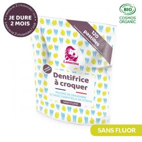Dentifrice BIO en pastilles à croquer, Gingembre-Citon (sans fluor) - 120 pastilles - Lamazuna