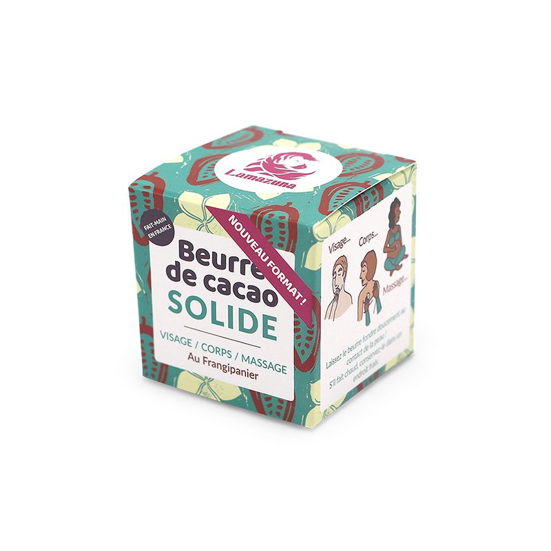 Beurre de cacao solide BIO au baobab et frangipanier - Visage, corps et massages - 55g - Lamazuna