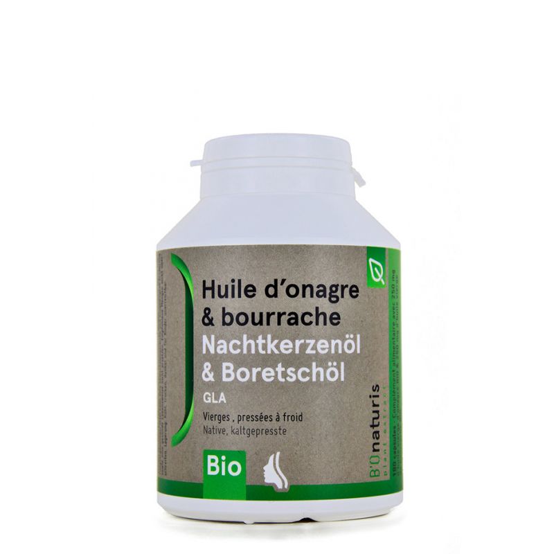 Olio di enotera e borragine biologico - 180 lacche (500 mg) - BIOnaturis