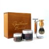 Magnifique coffret de Rasage Sûreté en Olivier de fabrication artisanale, 5 pièces - Gentleman Barbier