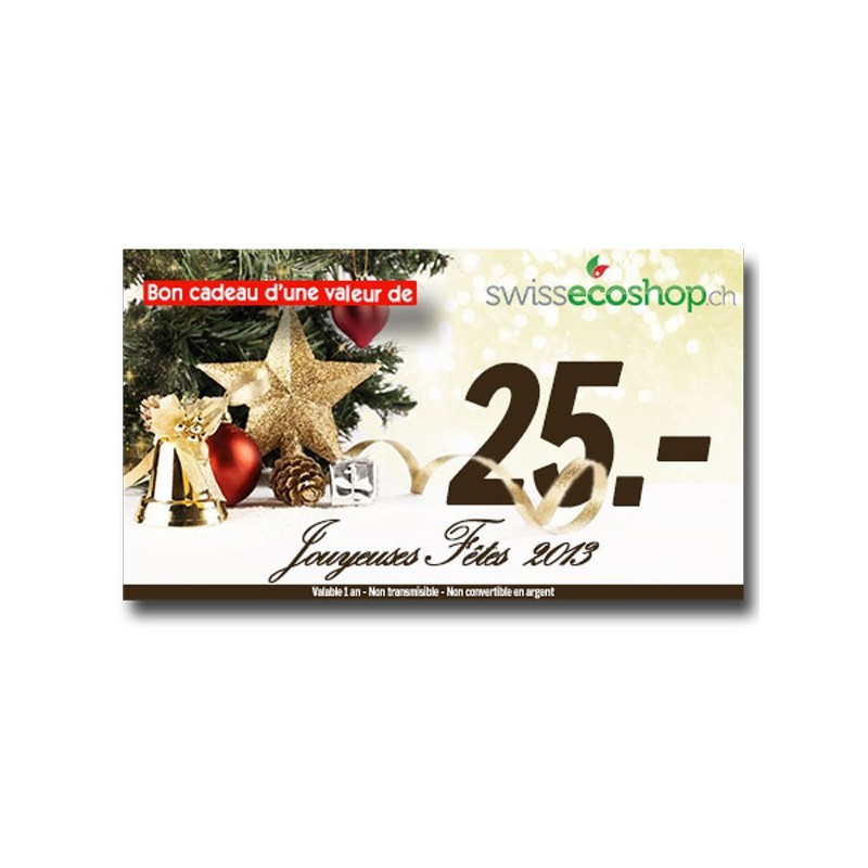 Bon Cadeaux "Noel" d'une valeur de 25.- sur SwissEcoShop.ch + 2,50 Frs de rabais pour vous !