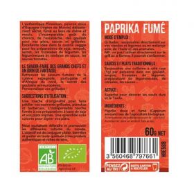 Geräucherter Paprika BIO, für Grilladen, Marinaden ... - 60g - Aromandise