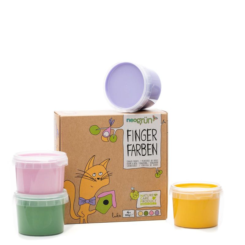 Peinture à doigt pour enfants, écologique et sûre - Pack "LUKA", 4x120g - neogrün