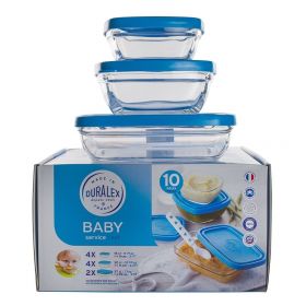 Packung mit 5 Salatschüsseln aus gehärtetem Glas mit Deckel - 9, 11, 14 ,17, 20 cm - Duralex