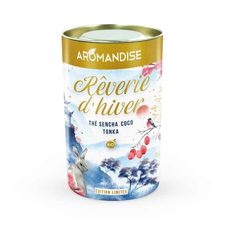 Tè biologico "Sogno d'Inverno", Sencha, Cocco e Tonka - 80g - Aromandise