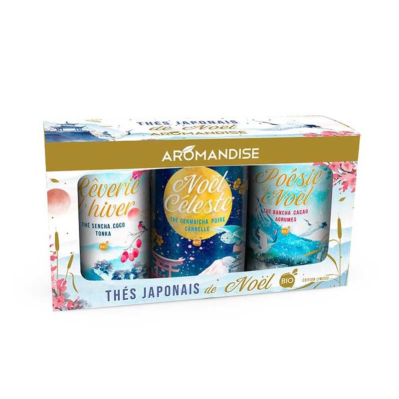 Coffret de 3 thés japonais BIO de Noël - 2x 80g + 1x 60g - Aromandise
