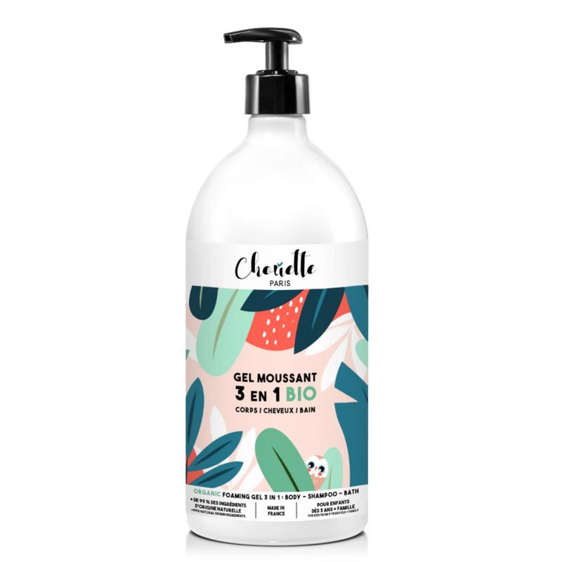 Gel schiumogeno biologico 3 in 1 - Adulti e bambini da 3 anni - 1 litro - Chouette Paris