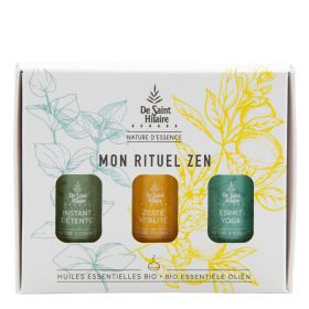 Coffret de 3 mélanges pour diffusion, 100% huiles essentielles, "Mon rituel Zen" - 3x 10ml - Saint-Hilaire