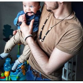 Collana da allattamento in silicone - Gioielli irreversibili in nero e legno