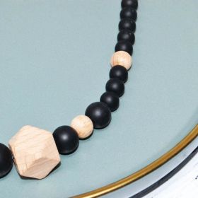 Collier d'allaitement (ou de portage) en silicone - Noir & Bois Irréversible Bijoux
