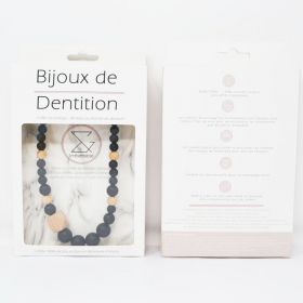 Collana da allattamento in silicone - Gioielli irreversibili in nero e legno