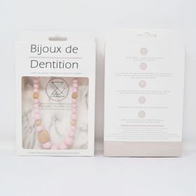 Collier d'allaitement (ou de portage) en silicone - Rose & Bois - Irréversible Bijoux