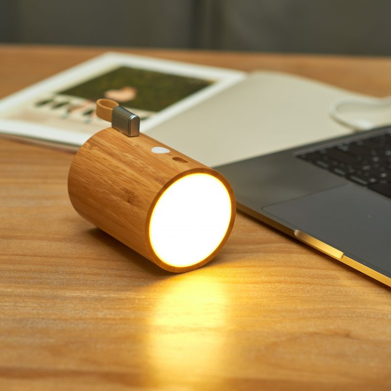 Haut-parleur Bluetooth Drum + Lampe écoconçu en Bambou - Gingko Design