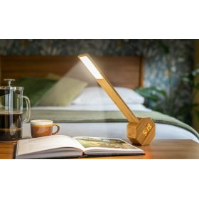 Réveil & Lampe de bureau portable en bois de Bambou, Octagon One Plus - Gingko Design