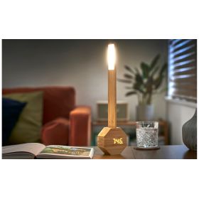 Wecker & Tragbare Schreibtischlampe aus Bambusholz, Octagon One Plus - Gingko Design