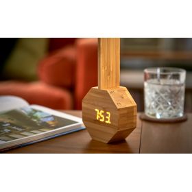 Réveil & Lampe de bureau portable en bois de Bambou, Octagon One Plus - Gingko Design