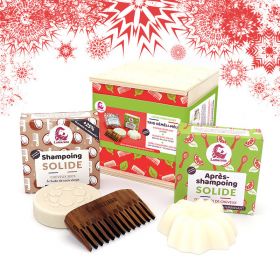 Set di cosmetici solidi: trio per capelli secchi - 3 pezzi in una scatola di legno - Lamazuna