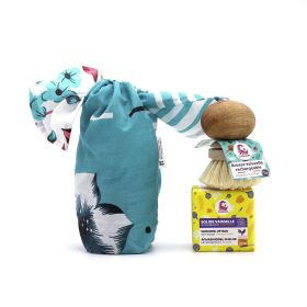 Kit vaisselle solide: Un Savon solide au bicarbonate & Brosse "rechargeable" - Lamazuna