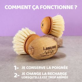 Brosse à vaisselle à tête remplaçable, Objectif zéro déchets - 1pce complète - Lamazuna