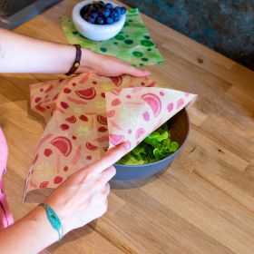 Lot de film alimentaire réutilisable à la cire végétal, Wrap Very Vegan -  3pces - Lamazuna