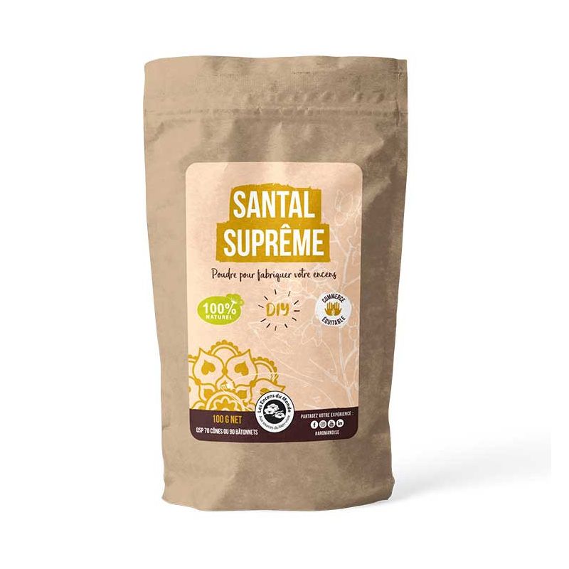 Duftpulver "Santal supreme" für Räucherstäbchen zum Selbermachen (DIY), 100% natürlich - 100g - Aromandise