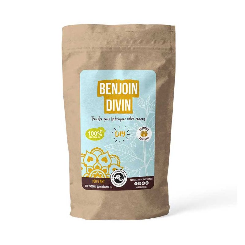 Poudre à parfumer "Benjoin divin" pour encens à faire soi-même (DIY), 100% naturel - 100g - Aromandise