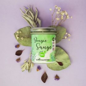 Raumkerze "Salbei" 100% natürlich & Bio mit Sojawachs, 30h - 150g - Aromandise