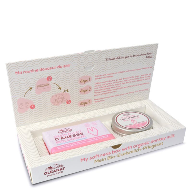 Coffret de soin douceur BIO au lait d'ânesse des Açores -  2 pces - Oléanat