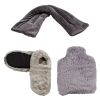 Pack: Bouillotte + Tour de cou + Chausson à chauffer au micro-ondes "Gris" - Pelucho (L'artisan du Bien-être)
