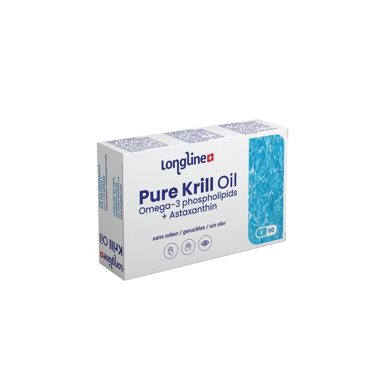 Omégas 3: Huile de Krill pure + Astaxanthin  - 60 capsules Licaps - Longline