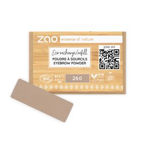 Poudre à sourcils, légère et ultra naturelle (rectangulaire) - 100% naturel, Bio & Vegan - N° 260, Blond - Zao