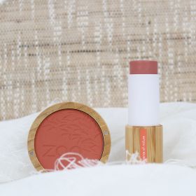 Blush stick (fards à joues en stick) - 100% naturel, Bio & Vegan - N°843, Corail irisé - Zao
