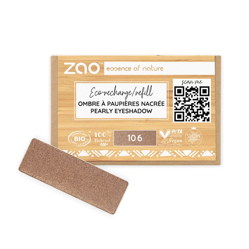 Ombretto perlato (ricarica) - 100% naturale, biologico e vegano - N° 106, Bronzo - Zao