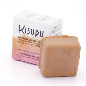 Lavaggio solido per il viso - Pelle normale, "Riiise and Shiiine" - 28ml - Kisupu