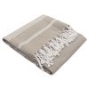 Fouta in cotone biologico, Collezione Hammam, Bianco e Taupe - 100x200cm - Karawan