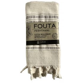 Fouta en coton biologique, Collection Dolce (1 face éponge), Moonstone - 90x170cm - Karawan
