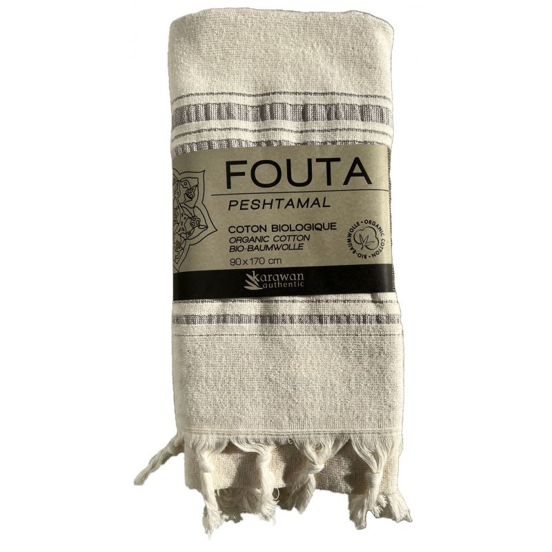 Fouta in cotone biologico, Collezione Dolce (1 lato spugna), Moonstone - 90x170cm - Karawan