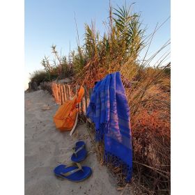 Fouta in cotone biologico, collezione Garden, Blueberry - 90x160cm - Karawan