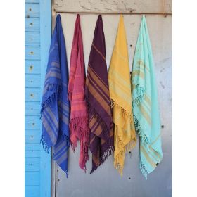 Fouta aus biologischer Baumwolle, Garden Collection, Blueberry - 90x160cm - Karawan