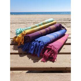 Fouta en coton biologique, Collection Garden, Blueberry - 90x160cm - Karawan