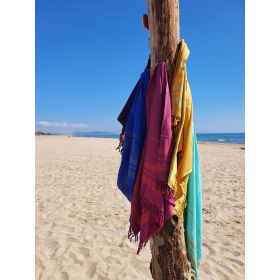 Fouta in cotone biologico, collezione Garden, Blueberry - 90x160cm - Karawan